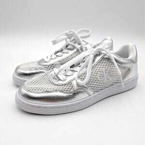 Calvin Klein Heyra Lace-Up Sneaker Shoes Round Toe Women's Silver Size US7M